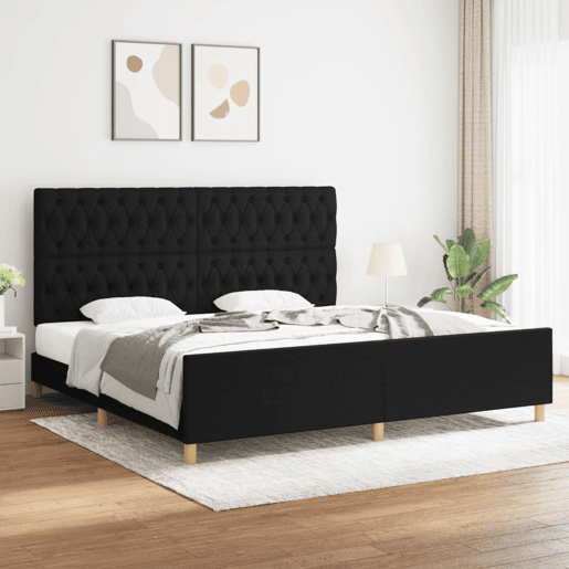 Estrutura de Cama de casal moderno com cabeceira 200x200 cm tecido preto
