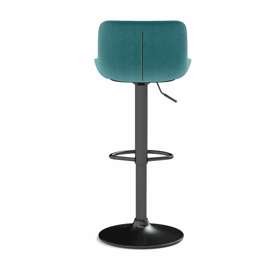 Cadeira giratória de bar para sala de jantar, altura ajustável, conjunto de 4 unidades - Veludo - Azul