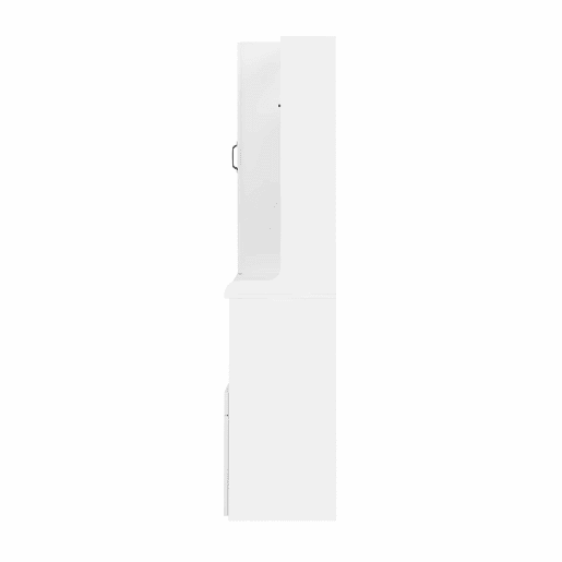 Armário alto - com prateleiras ajustáveis, gavetas e portas com vidro estriado - Branco