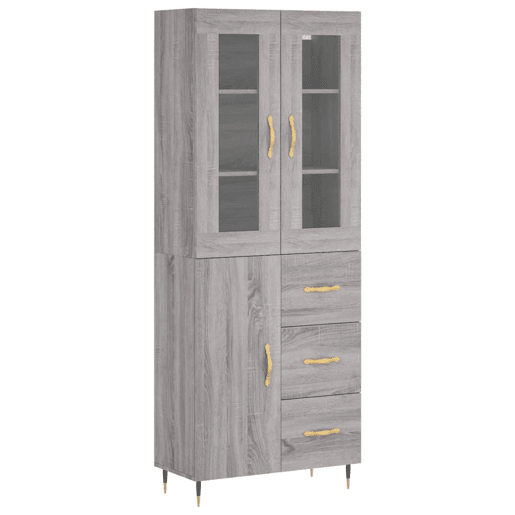 Armário alto - Bufete - Móvel de apoio 69,5x34x180 cm derivados de madeira sonoma cinza pt1116 Armário alto - Bufete - Móvel de apoio 69,5x34x180 cm derivados de madeira sonoma cinza pt1116