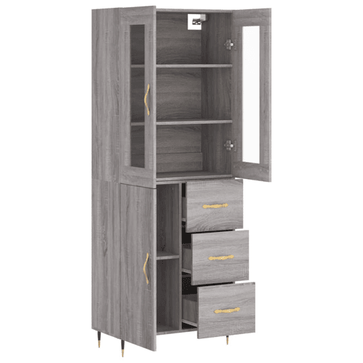 Armário alto - Bufete - Móvel de apoio 69,5x34x180 cm derivados de madeira sonoma cinza pt1116 Armário alto - Bufete - Móvel de apoio 69,5x34x180 cm derivados de madeira sonoma cinza pt1116