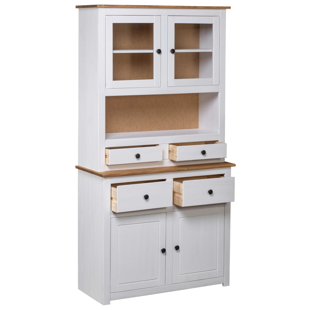 aparador - mueble de almacenamiento madera maciza pino estilo panama blanco 93x405x180 cm es4660