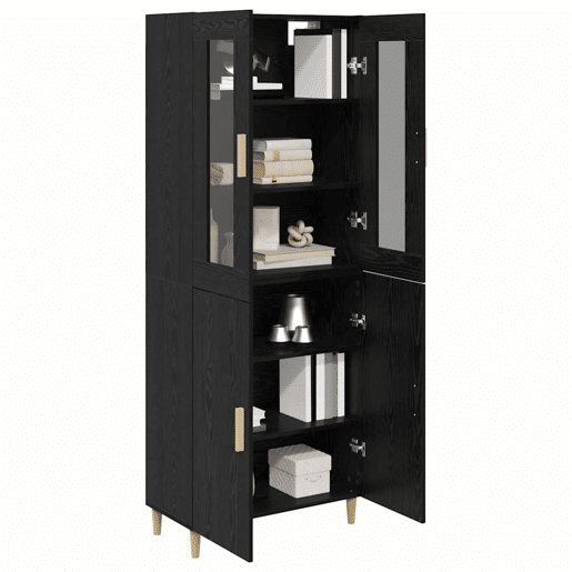 Aparador - Bufete - Móvel de apoio Carvalho Preto 69,5 x 34 x 180 cm pt1607