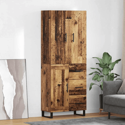 Aparador - Bufete - Móvel de apoio com gaveta 2 pcs Madeira Antiga 69,5 x 34 x 180 cm pt141