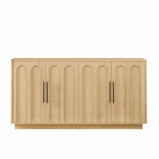 Aparador de 160 cm - Portas com fecho suave e sistema anti-tombamento, móvel de arrumação para a sala - Carvalho