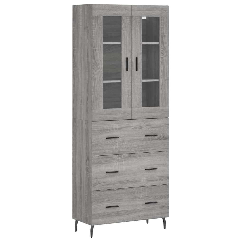 Aparador alto - Mueble de almacenamiento 69 Roble/ Gris