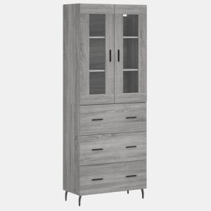 Armário alto - Bufete - Móvel de apoio 69,5x34x180 cm derivados de madeira sonoma cinza pt1115