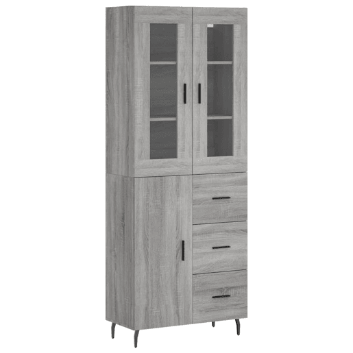 Armário alto - Bufete - Móvel de apoio 69,5x34x180 cm derivados de madeira sonoma cinza pt1118 Armário alto - Bufete - Móvel de apoio 69,5x34x180 cm derivados de madeira sonoma cinza pt1118