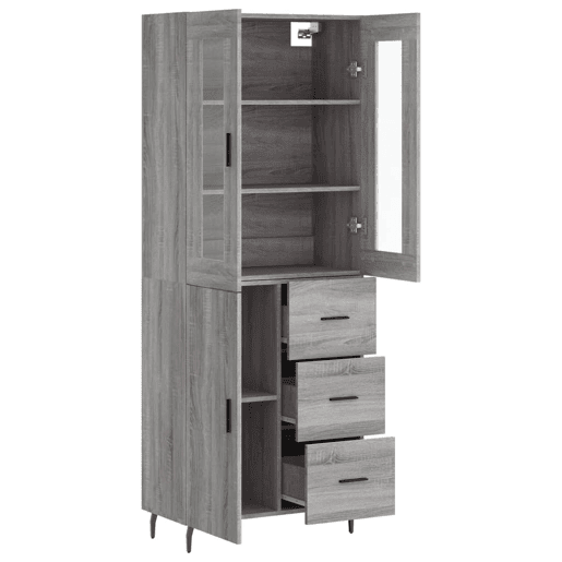 Armário alto - Bufete - Móvel de apoio 69,5x34x180 cm derivados de madeira sonoma cinza pt1118 Armário alto - Bufete - Móvel de apoio 69,5x34x180 cm derivados de madeira sonoma cinza pt1118