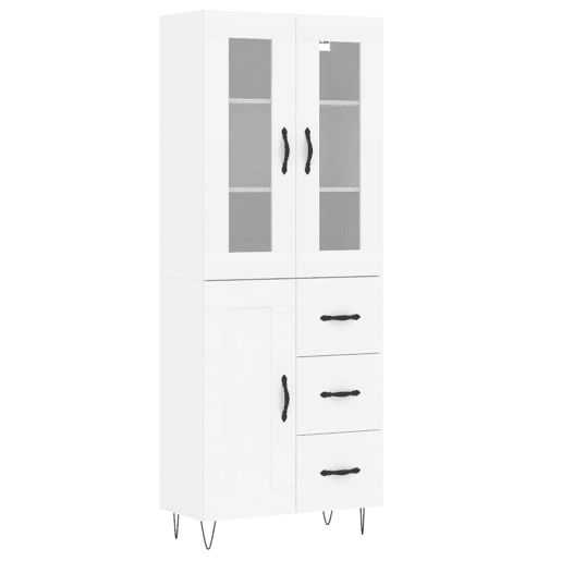 Armário alto - Bufete - Móvel de apoio 69,5x34x180 cm derivados de madeira branco pt711