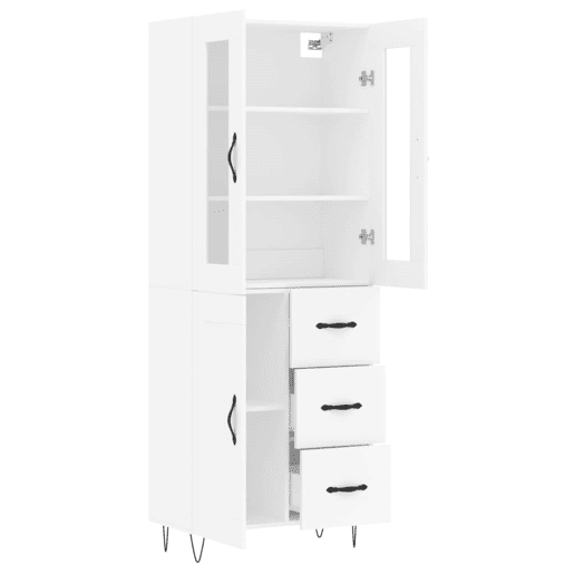 Armário alto - Bufete - Móvel de apoio 69,5x34x180 cm derivados de madeira branco pt711