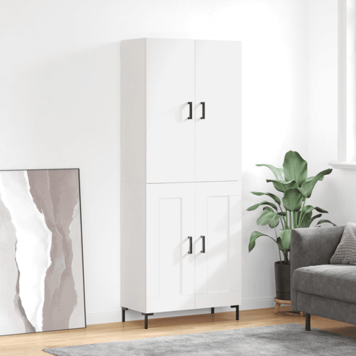 Armário alto - Bufete - Móvel de apoio 69,5x34x180 cm derivados de madeira branco pt651