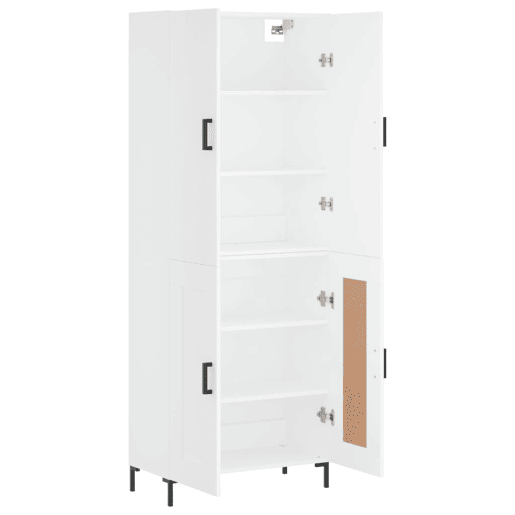 Armário alto - Bufete - Móvel de apoio 69,5x34x180 cm derivados de madeira branco pt651