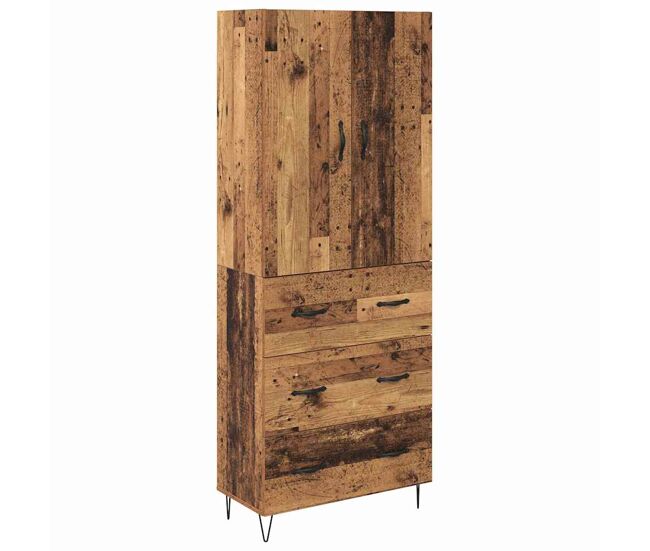 Aparador alto - mueble de almacenamiento con cajón 2 pcs madera vieja madera de ingeniería es344