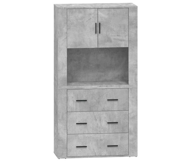 Aparador alto - mueble de almacenamiento madera contrachapada gris hormigón es851