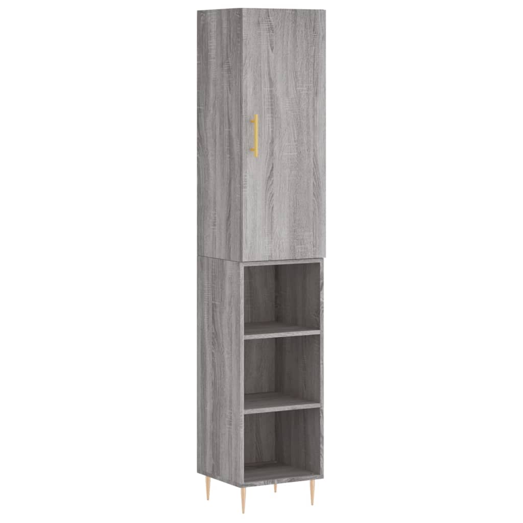 Aparador alto - Mueble de almacenamiento 34 Roble/ Gris