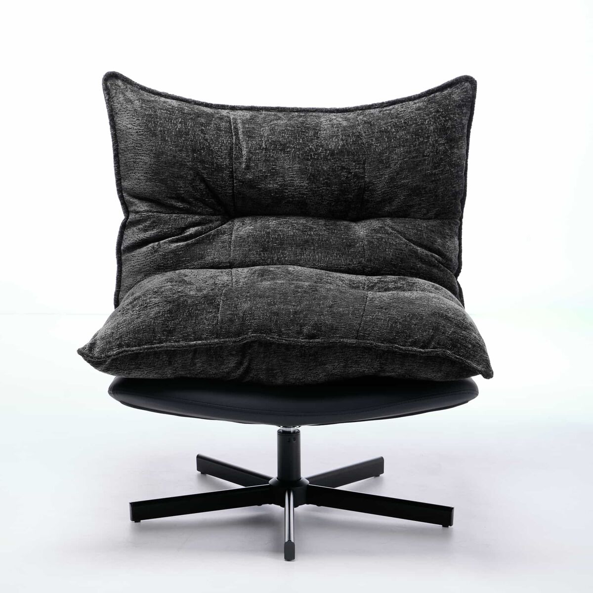 Sillón relax giratorio - respaldo 3 posiciones, espuma viscoelástica, patas metálicas - negro/gris
