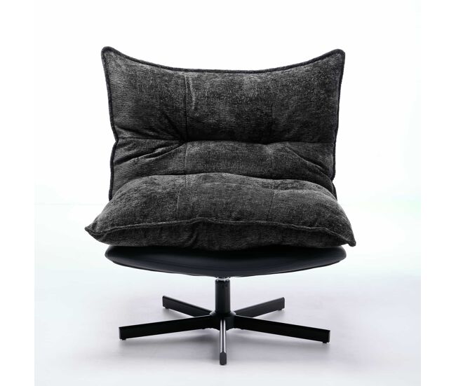 Sillón relax giratorio - respaldo 3 posiciones, espuma viscoelástica, patas metálicas - negro/gris