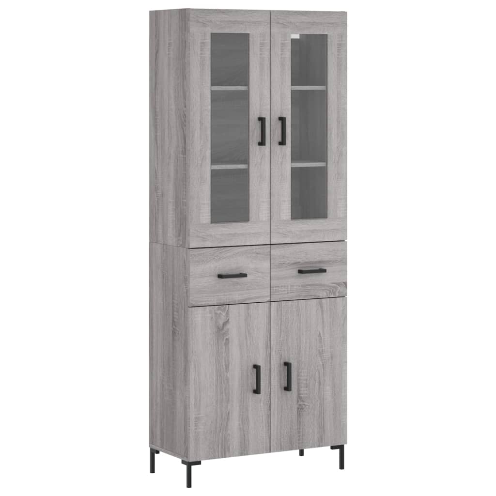 Aparador alto - Mueble de almacenamiento 69 Roble/ Gris