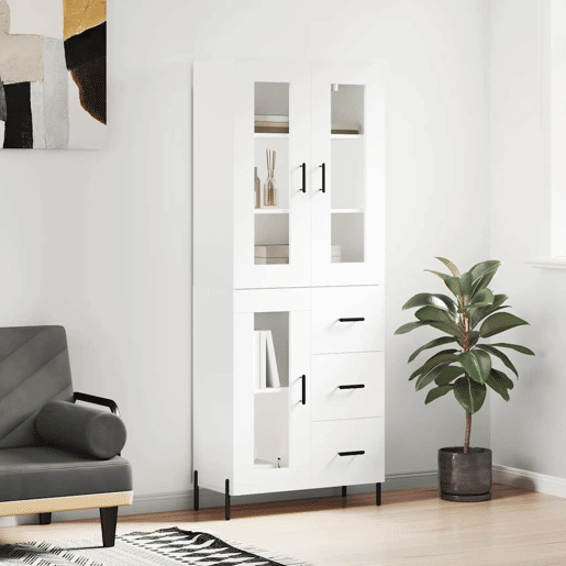 Armário alto - Bufete - Móvel de apoio 69,5x34x180 cm derivados de madeira branco pt707 Armário alto - Bufete - Móvel de apoio 69,5x34x180 cm derivados de madeira branco pt707