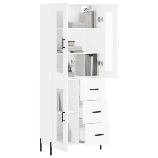 Armário alto - Bufete - Móvel de apoio 69,5x34x180 cm derivados de madeira branco pt707 Armário alto - Bufete - Móvel de apoio 69,5x34x180 cm derivados de madeira branco pt707