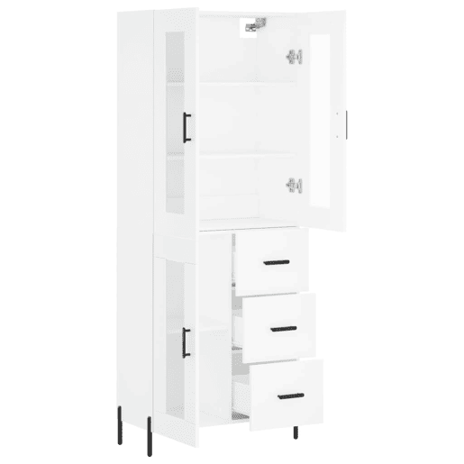 Armário alto - Bufete - Móvel de apoio 69,5x34x180 cm derivados de madeira branco pt707 Armário alto - Bufete - Móvel de apoio 69,5x34x180 cm derivados de madeira branco pt707