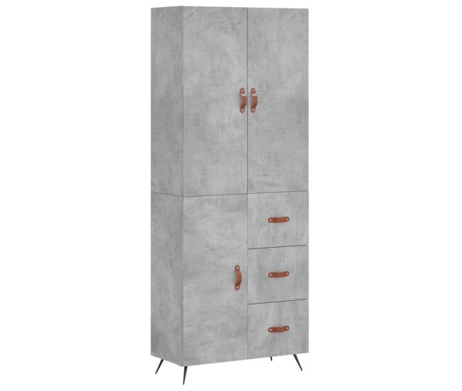 Aparador alto - mueble de almacenamiento madera contrachapada gris hormigón 69,5x34x180 cm es902