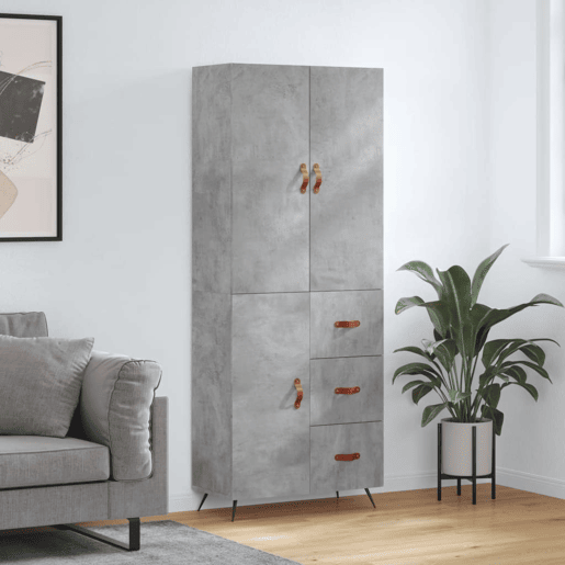 Armário alto - Bufete - Móvel de apoio 69,5x34x180 cm derivados de madeira cinza cimento pt902 Armário alto - Bufete - Móvel de apoio 69,5x34x180 cm derivados de madeira cinza cimento pt902