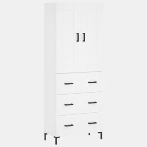 Armário alto - Bufete - Móvel de apoio 69,5x34x180 cm derivados de madeira branco pt720