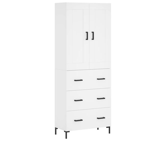 Aparador alto - mueble de almacenamiento madera contrachapada blanco 69,5x34x180 cm es720