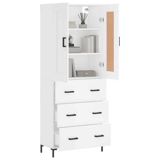 Armário alto - Bufete - Móvel de apoio 69,5x34x180 cm derivados de madeira branco pt720 Armário alto - Bufete - Móvel de apoio 69,5x34x180 cm derivados de madeira branco pt720