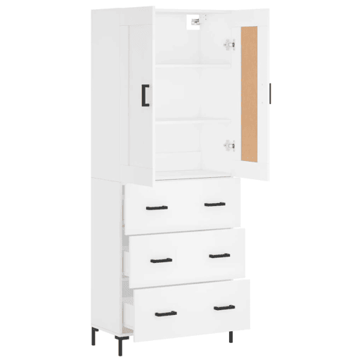 Armário alto - Bufete - Móvel de apoio 69,5x34x180 cm derivados de madeira branco pt720 Armário alto - Bufete - Móvel de apoio 69,5x34x180 cm derivados de madeira branco pt720