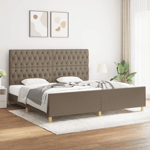 Estrutura Cama de casal moderno cabeceira 200x200 cm tecido castanho-acinzentado