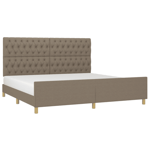 Estrutura Cama de casal moderno cabeceira 200x200 cm tecido castanho-acinzentado
