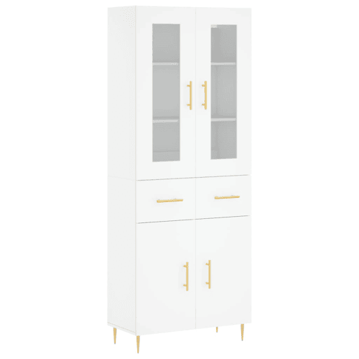 Armário alto - Bufete - Móvel de apoio 69,5x34x180 cm derivados de madeira branco pt698