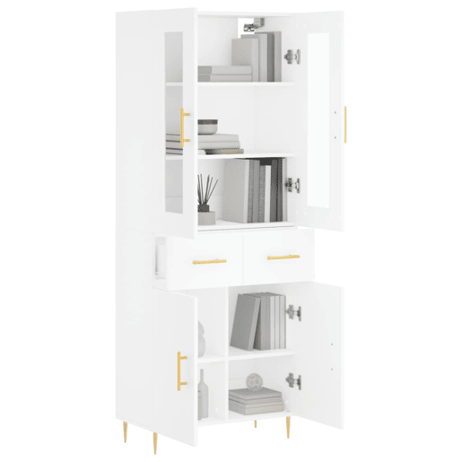 Armário alto - Bufete - Móvel de apoio 69,5x34x180 cm derivados de madeira branco pt698