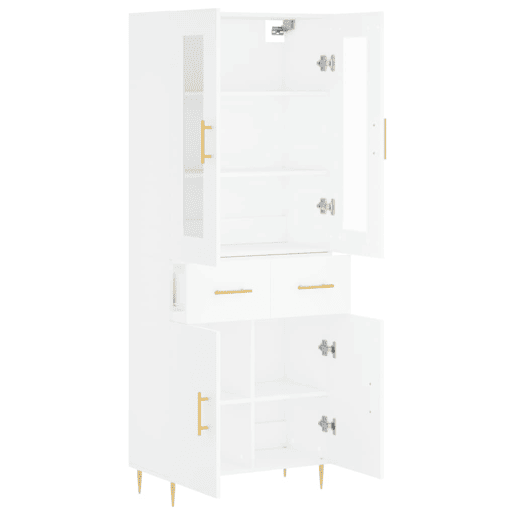 Armário alto - Bufete - Móvel de apoio 69,5x34x180 cm derivados de madeira branco pt698