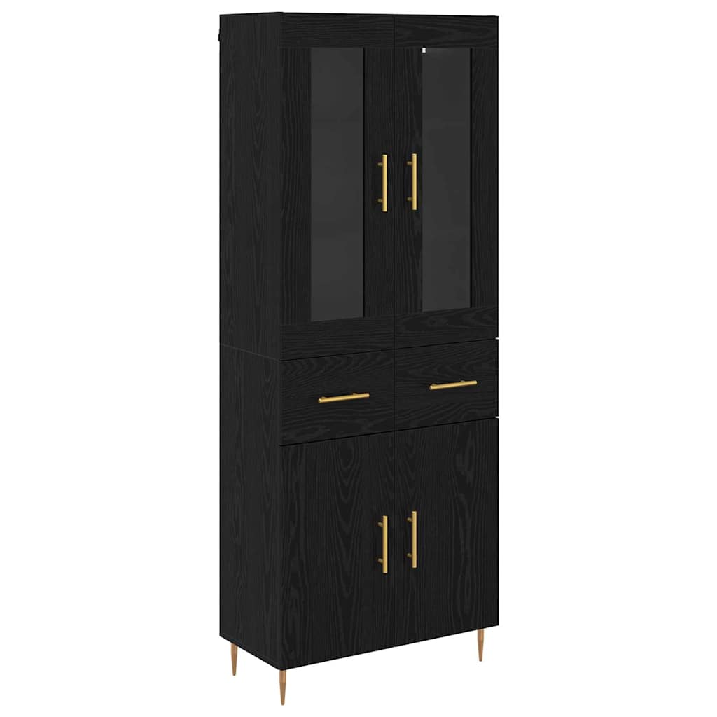 Aparador alto - Mueble de almacenamiento 2 pcs 69 Negro/ Madera