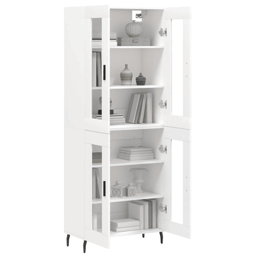 Armário alto - Bufete - Móvel de apoio 69,5x34x180 cm derivados de madeira branco pt684