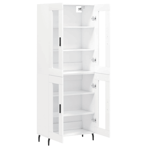 Armário alto - Bufete - Móvel de apoio 69,5x34x180 cm derivados de madeira branco pt684