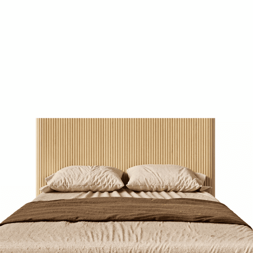 Cama moderna 140x200 cm - Design com ranhuras, sistema de elevação hidráulico, amplo espaço de arrumação - Carvalho claro