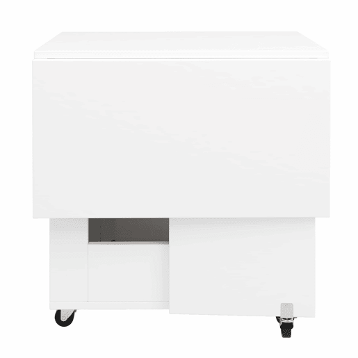 Conjunto de móveis de cozinha - com mesa dobrável e balcão, mesa móvel com rodízios, armário alto com espaço de arrumação - Branco