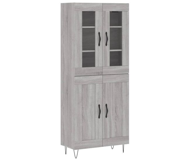 Aparador alto - mueble de almacenamiento madera contrachapada gris sonoma 69,5x34x180 cm es1110