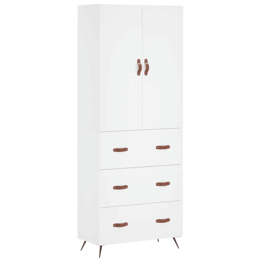 Armário alto - Bufete - Móvel de apoio 69,5x34x180 cm derivados de madeira branco pt653