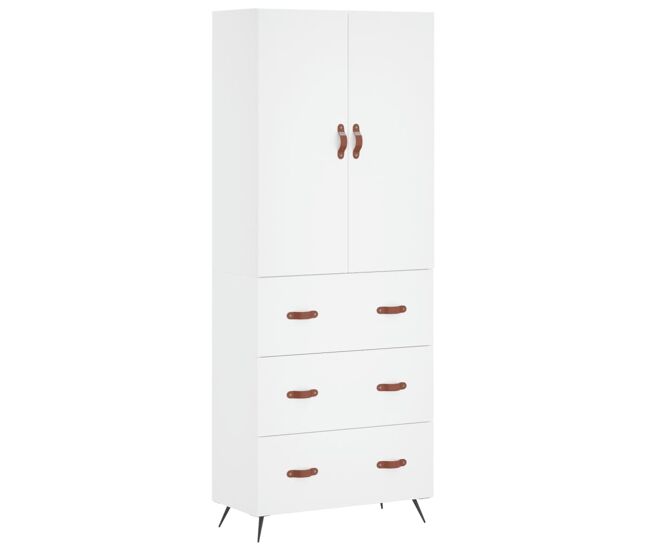 Aparador alto - mueble de almacenamiento madera contrachapada blanco 69,5x34x180 cm es653