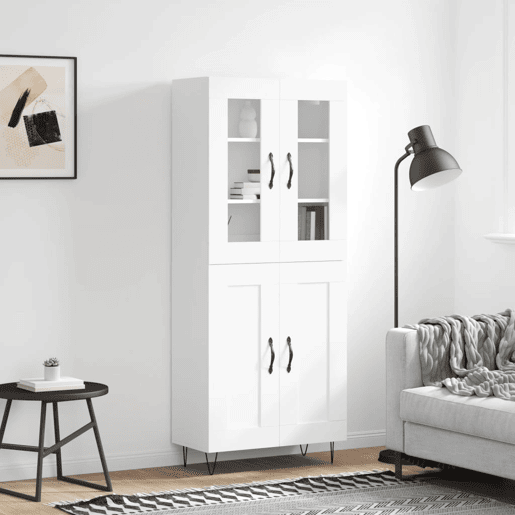 Armário alto - Bufete - Móvel de apoio 69,5x34x180 cm derivados de madeira branco pt688