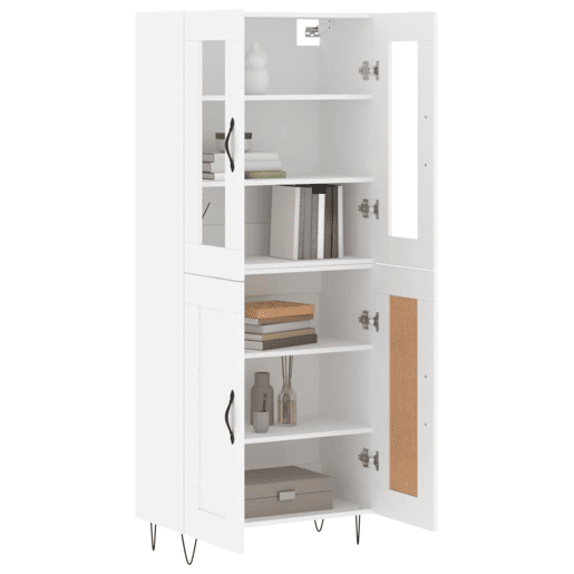 Armário alto - Bufete - Móvel de apoio 69,5x34x180 cm derivados de madeira branco pt688