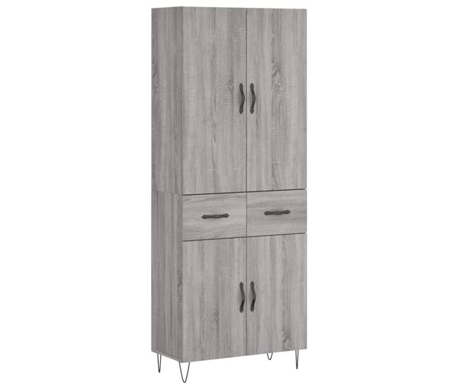 Aparador alto - mueble de almacenamiento madera contrachapada gris sonoma 69,5x34x180 cm es1103
