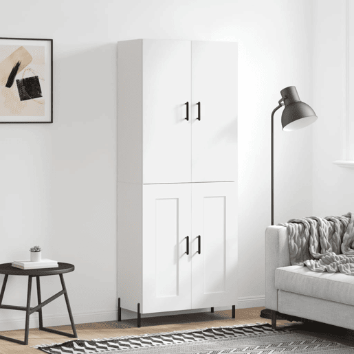 Armário alto - Bufete - Móvel de apoio 69,5x34x180 cm derivados de madeira branco pt652