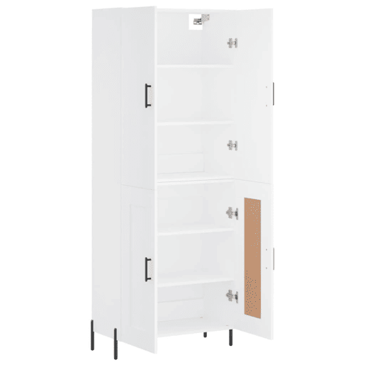 Armário alto - Bufete - Móvel de apoio 69,5x34x180 cm derivados de madeira branco pt652